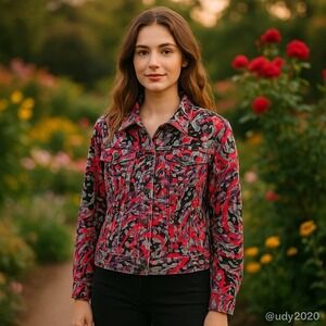 Heart of‎ Palm Vibrant Abstract Print Button Up Shirt Stylish Comfort 20W Nwot